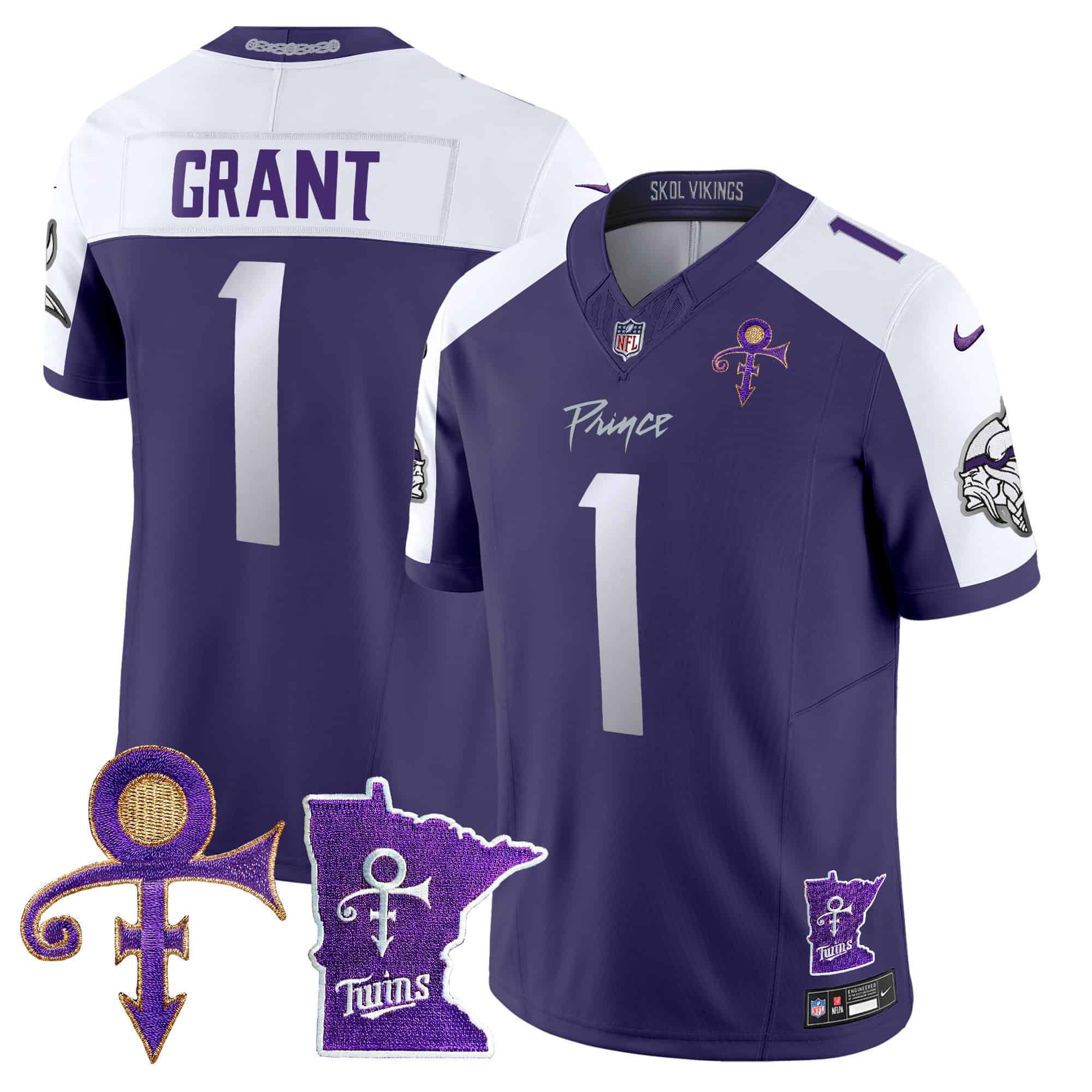 Men Minnesota Vikings #1 Grant Purple 2024 Nike Prince Vapor Limited NFL Jersey->indianapolis colts->NFL Jersey